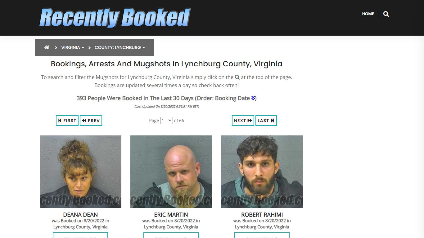 Bookings, Arrests and Mugshots in Lynchburg County, Virginia